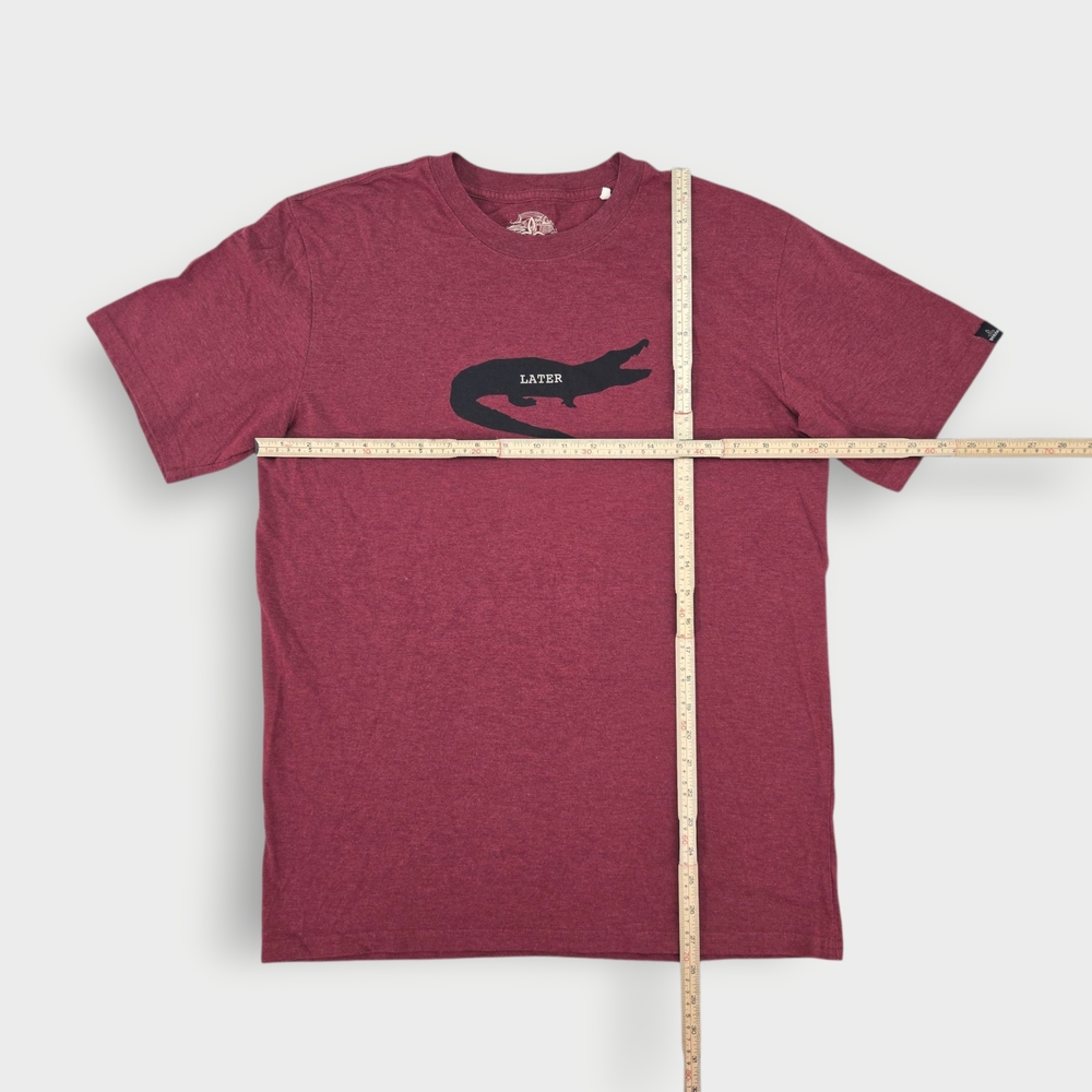 Prana Later Alligator Gator Burgundy RED Mens Size Large Soft Tee Organic Cotton - Picture 4 of 9